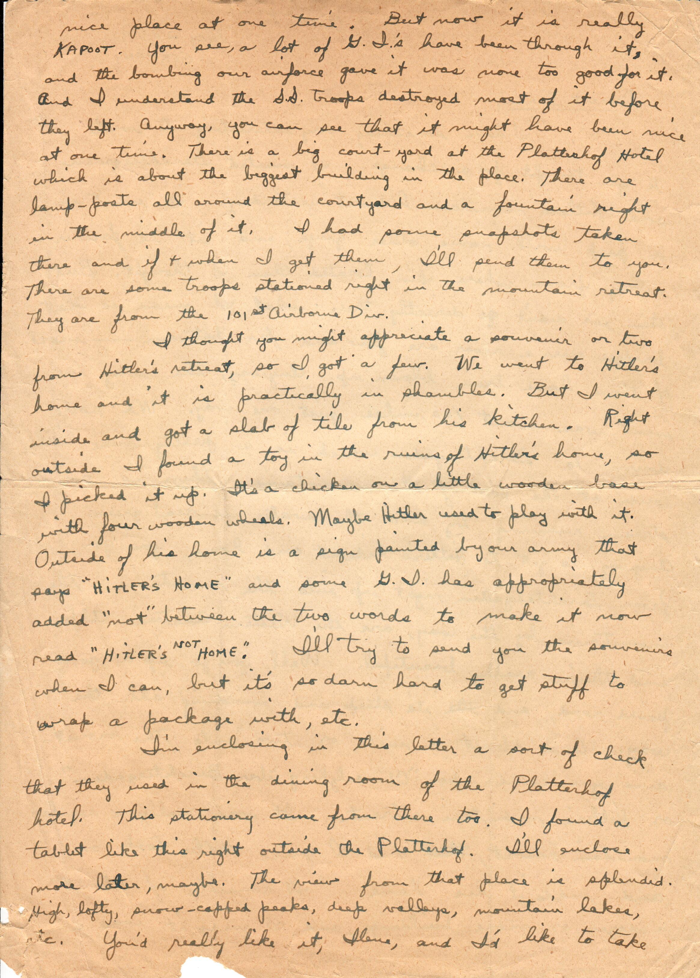 Letter to Jim's wife about Obersalzberg, May 21, 1945 p.2